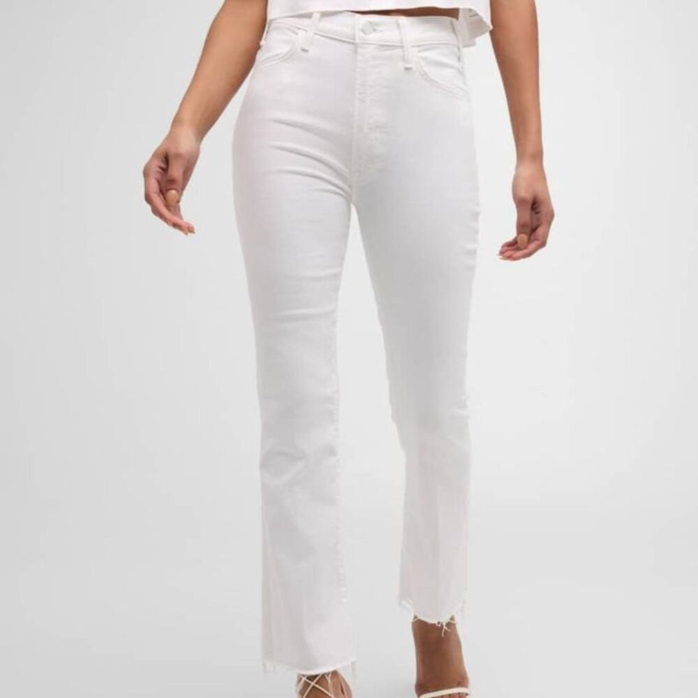 Mother Jeans White The Hustler Ankle Fray Size 34 EUC